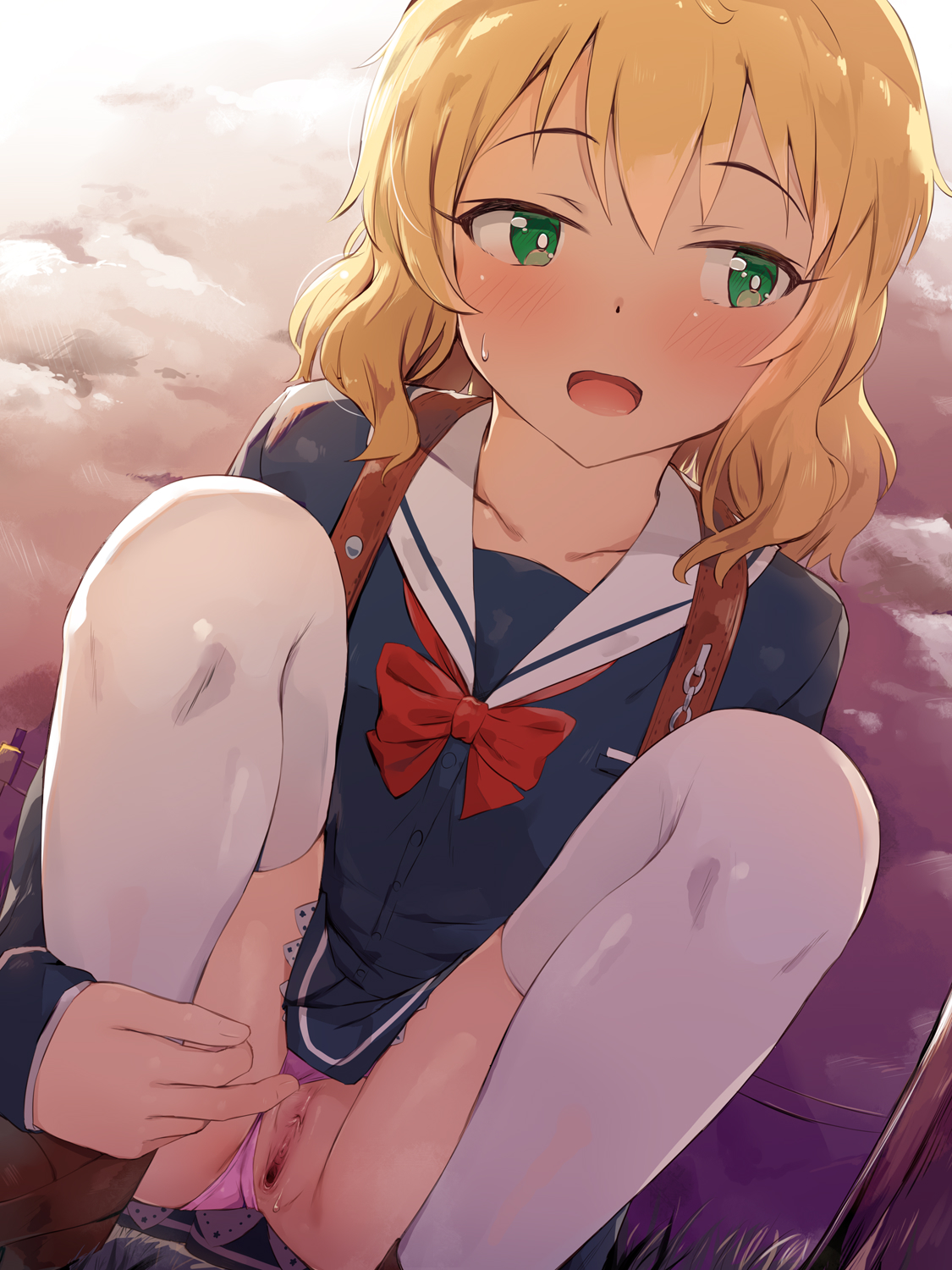二次ロリ少女のプリーツスカートのひらひら段々とノーパンロリマンコの二次エロ画像-25