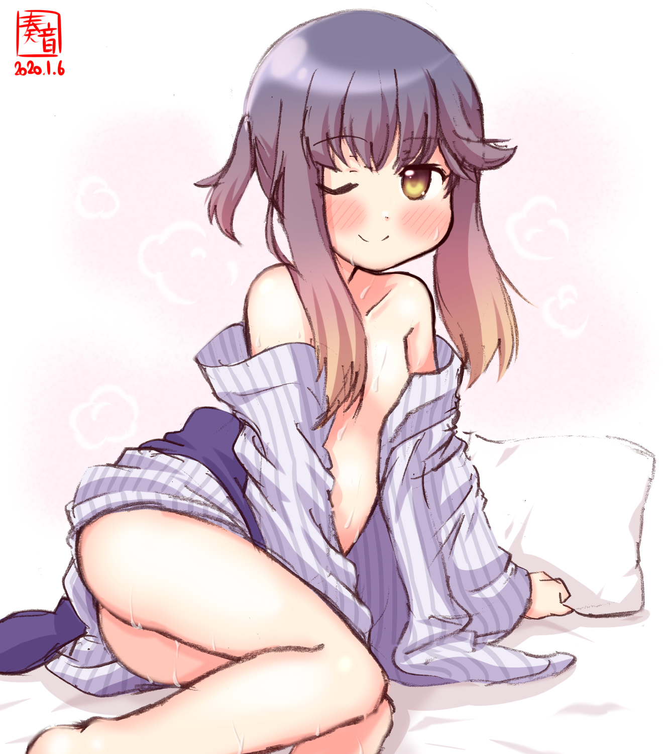 二次ロリ少女が夏祭りの季節によく似合う浴衣的な和装をしている浴衣ロリ二次エロ画像-37