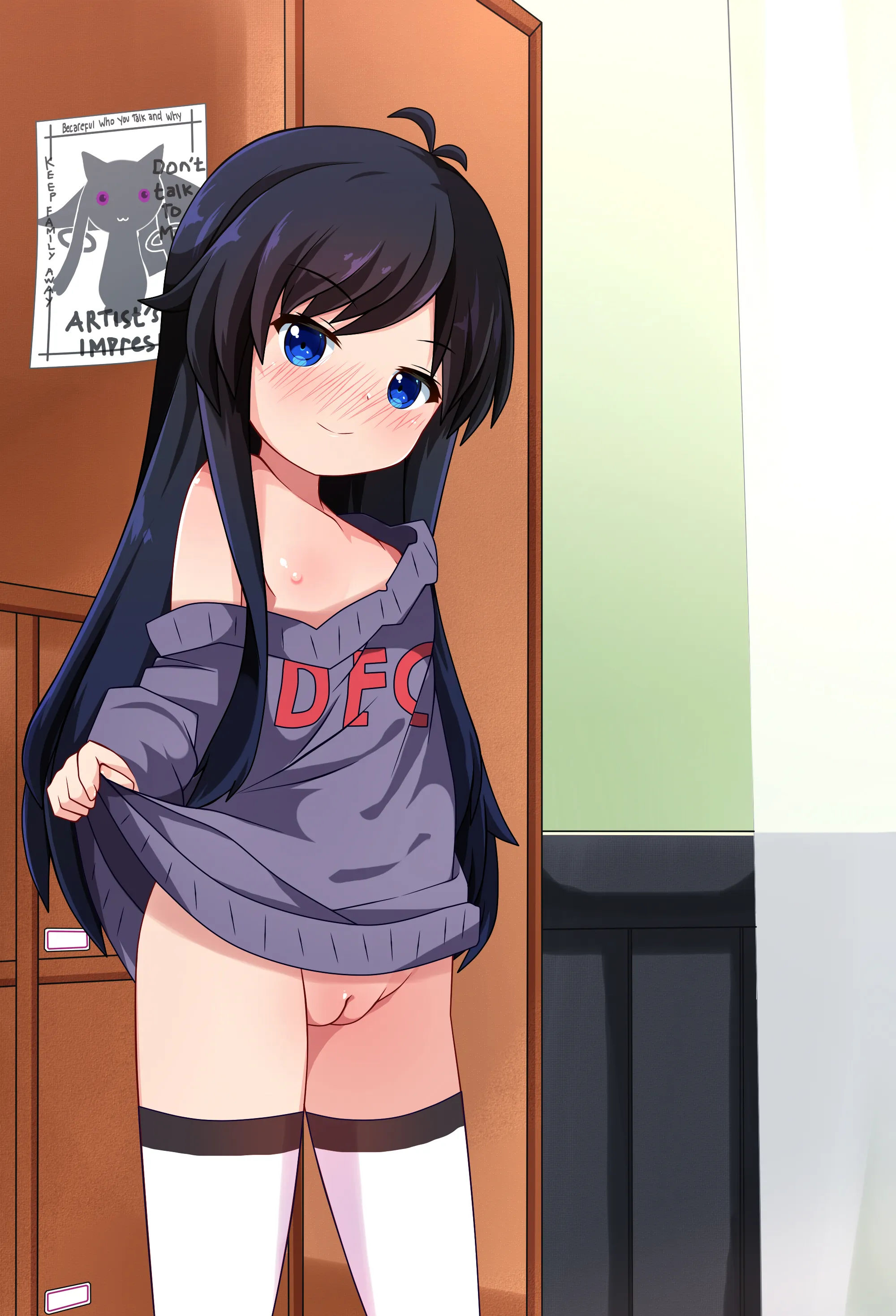 二次ロリ少女が寒くなってきたのでセーターを着ているセーターロリの二次エロ画像-18