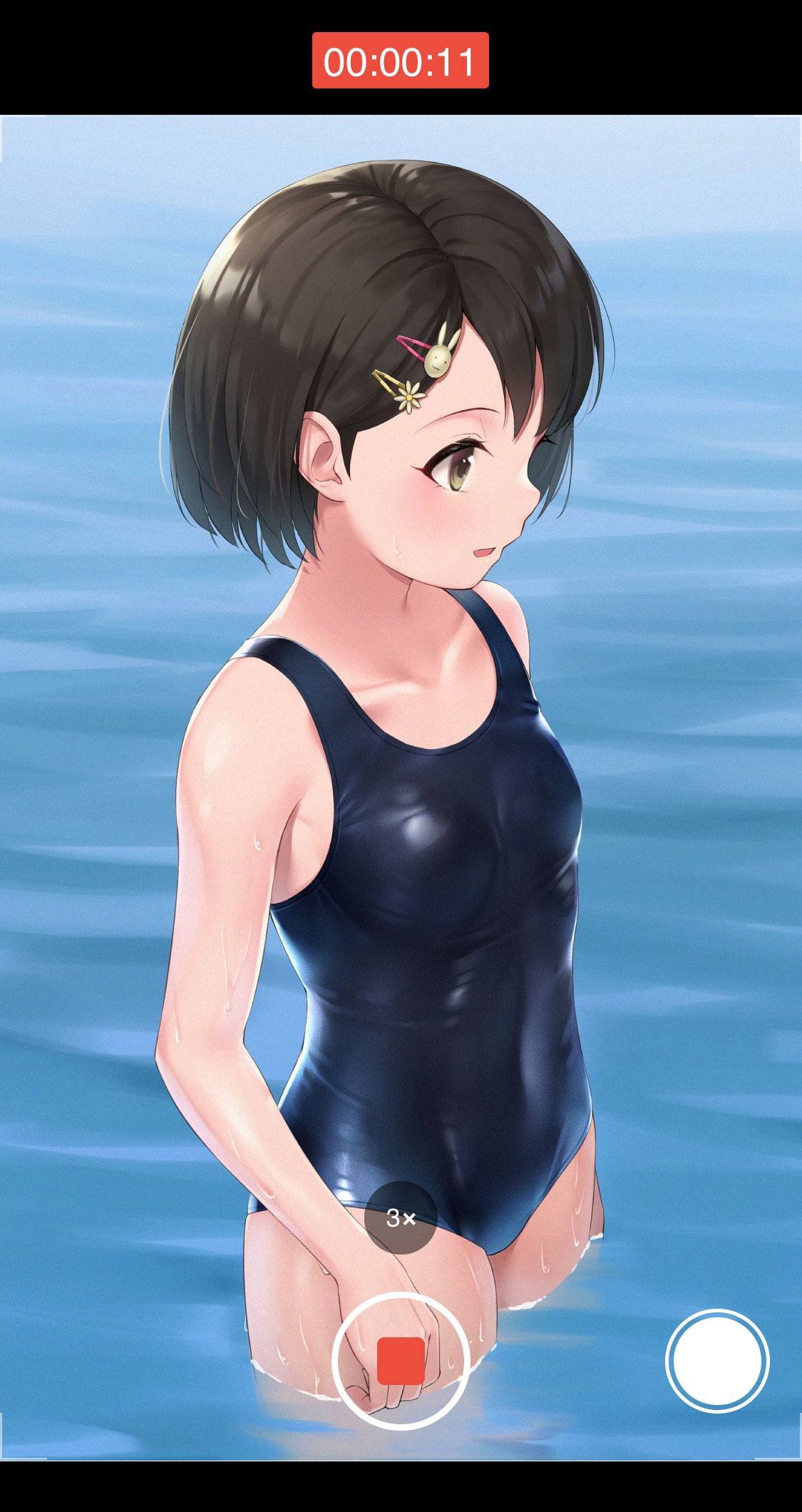 二次ロリ少女のスク水姿で暖かい季節を思い出したいロリスクール水着二次エロ画像-85