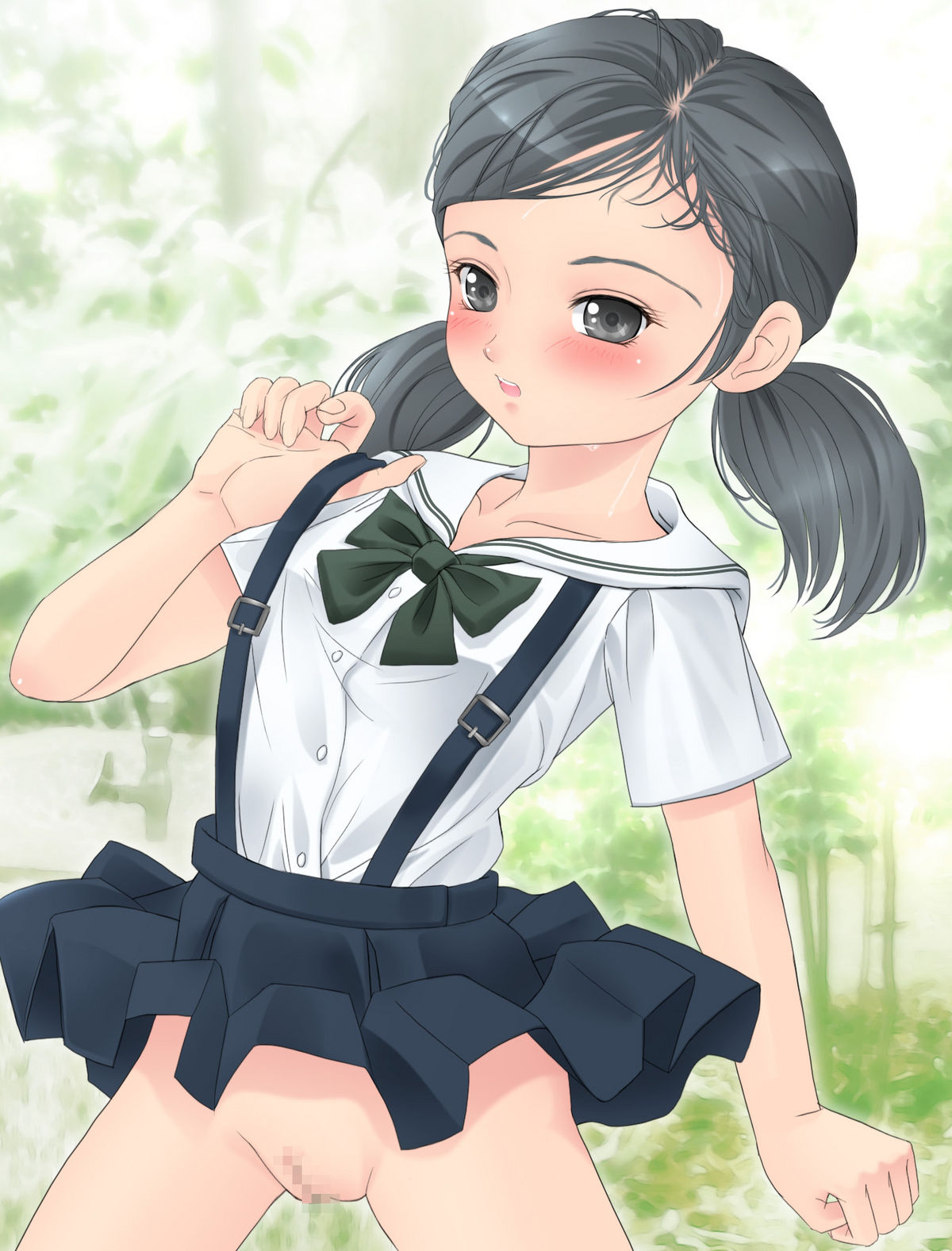 二次ロリ少女の小学校の制服チックな吊りスカート姿がたまらない吊りスカロリ二次エロ画像-9