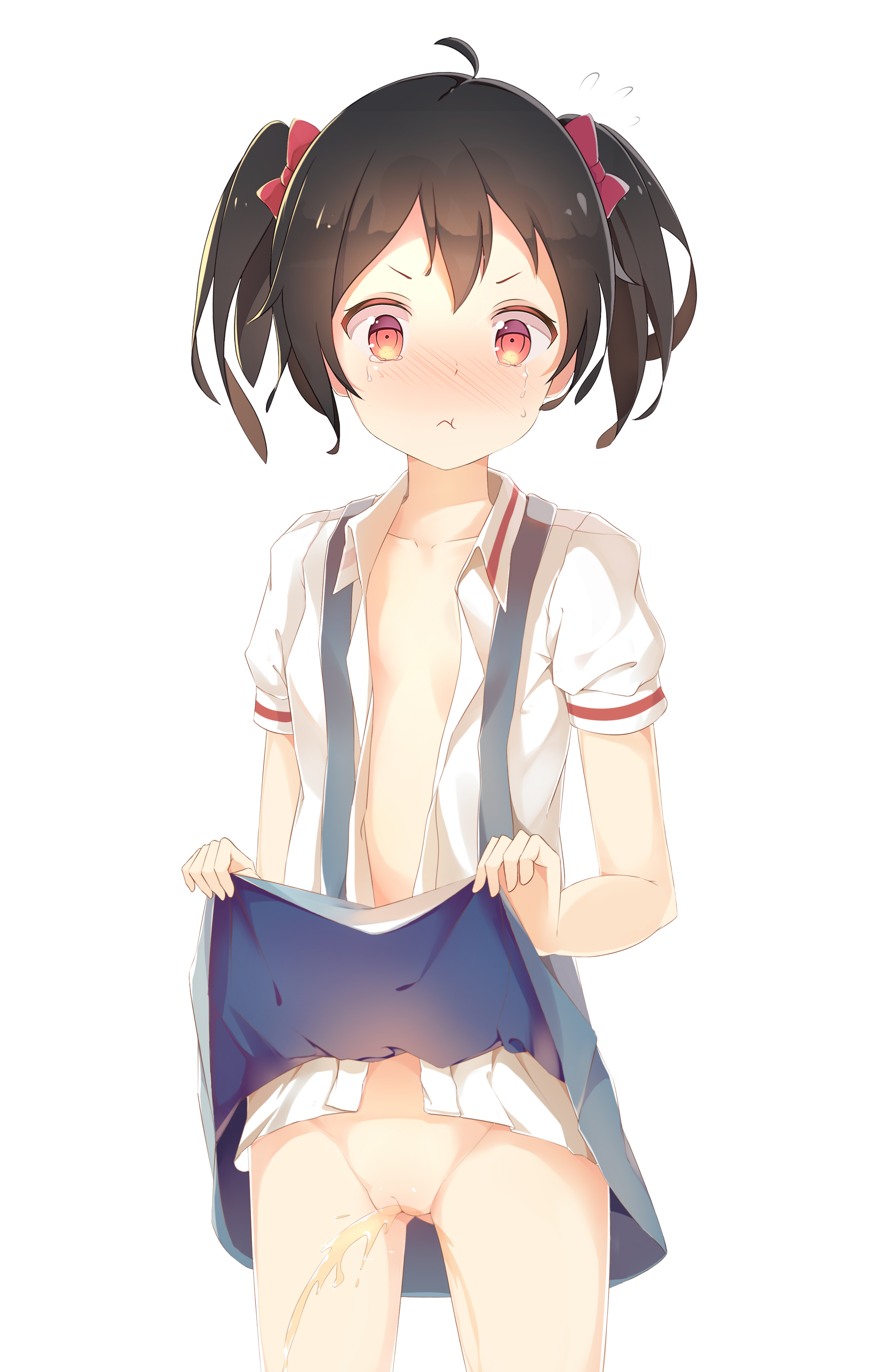 二次ロリ少女の小学校の制服チックな吊りスカート姿がたまらない吊りスカロリ二次エロ画像-34