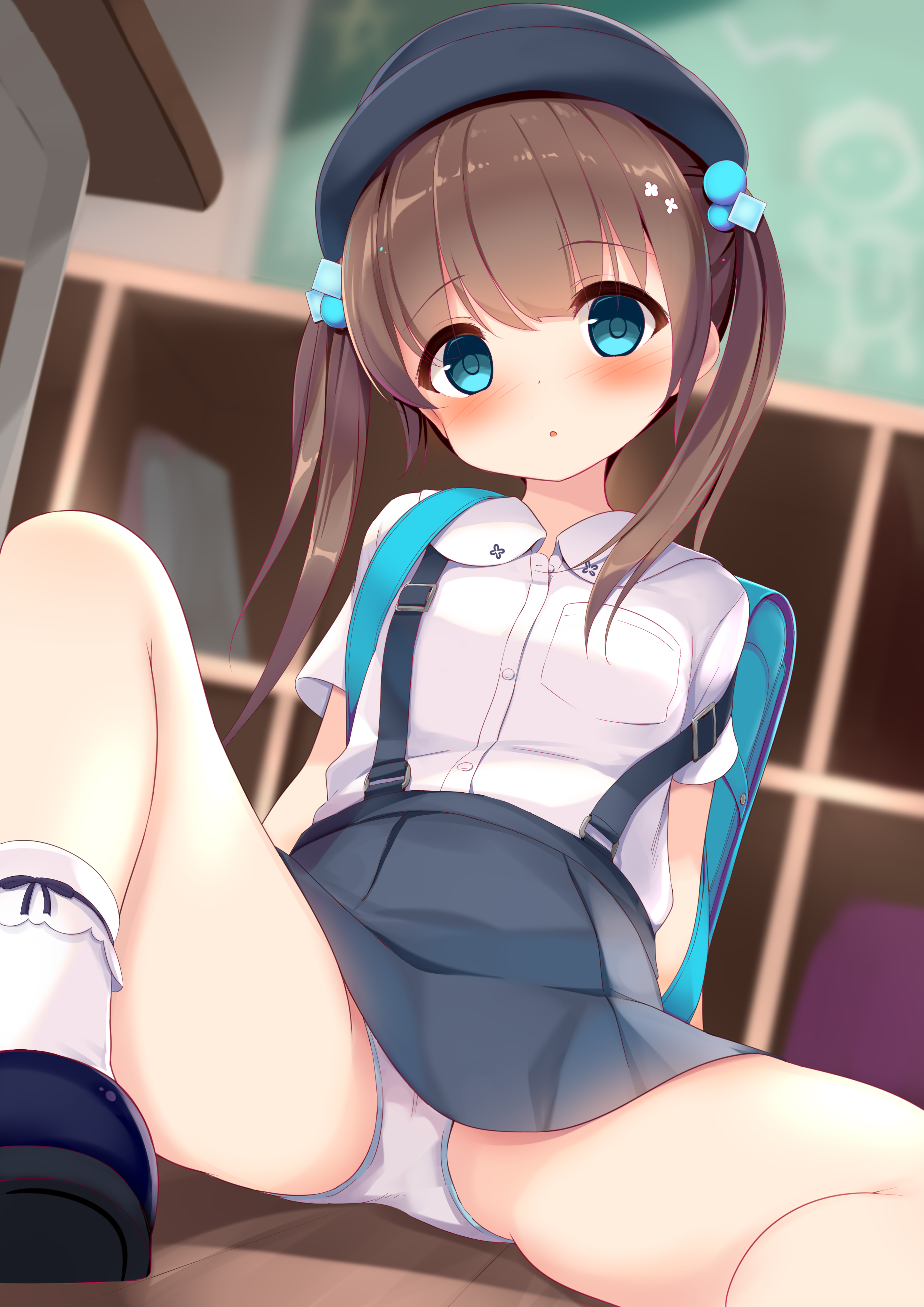 二次ロリ少女の小学校の制服チックな吊りスカート姿がたまらない吊りスカロリ二次エロ画像-38
