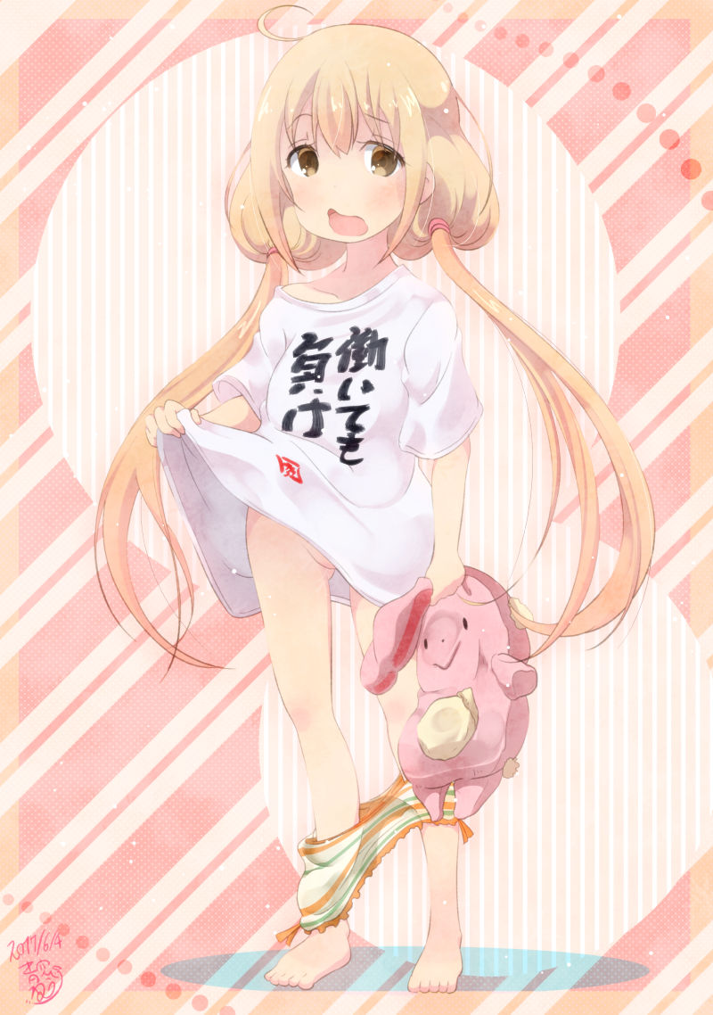 二次ロリ少女のTシャツ一枚で裸Tシャツのエッチな部屋着姿二次エロ画像-7