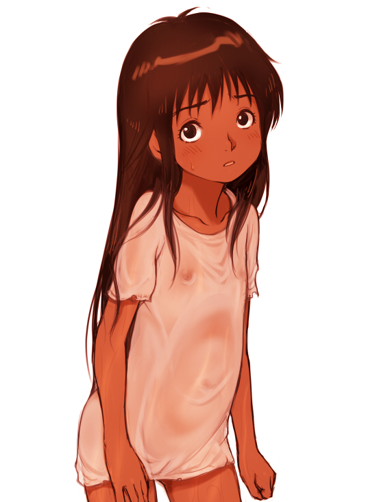 二次ロリ少女のTシャツ一枚で裸Tシャツのエッチな部屋着姿二次エロ画像-19