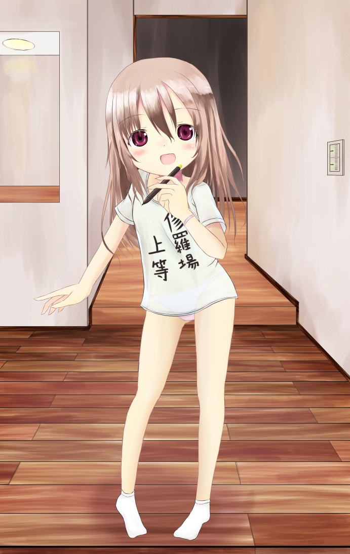二次ロリ少女のTシャツ一枚で裸Tシャツのエッチな部屋着姿二次エロ画像-23
