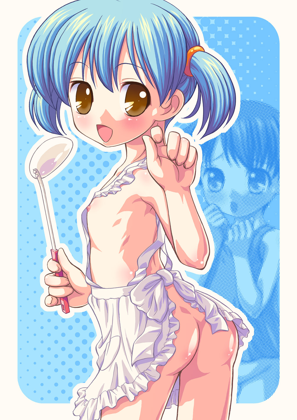 二次ロリ少女の裸エプロン姿で新妻幼な妻感あふれて癒されるロリ裸エプロンの二次エロ画像-29