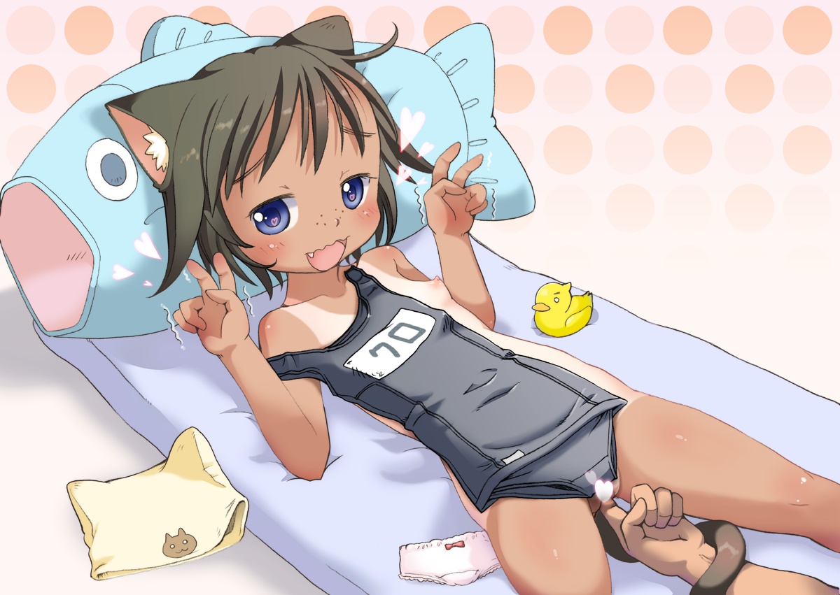 二次ロリ少女のスク水日焼け跡がくっきり可愛い夏らしい日焼けロリ二次エロ画像-29