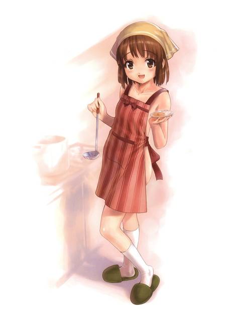 暑いからってそんな恰好で料理してると(襲っちゃうから)危ないロリ裸エプロン挑発二次エロ画像-2