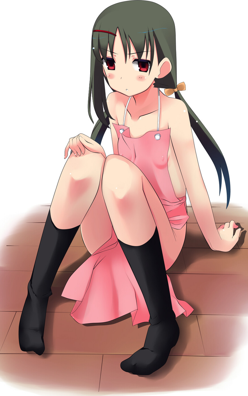 暑いからってそんな恰好で料理してると(襲っちゃうから)危ないロリ裸エプロン挑発二次エロ画像-35