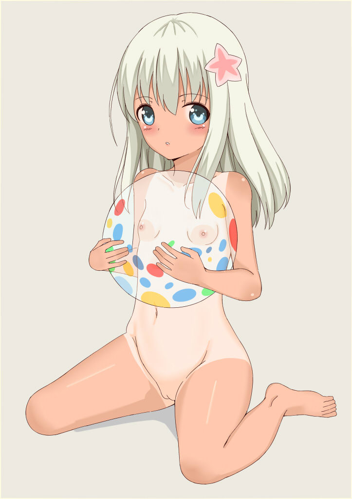 スク水日焼けと白い肌のコントラストを楽しむ夏の日差しを浴びてスク水日焼けしたロリJS少女の二次エロ画像-12
