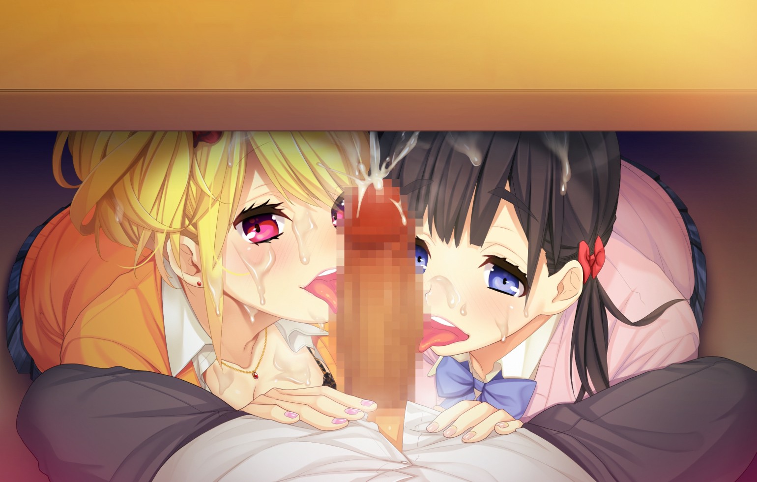 二次ロリ少女がチンポ取り合いしたり責めあいしてるロリハーレムフェラ二次エロ画像-34