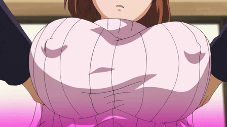 GIFアニメ　おっぱい　巨乳　揉みしだき　乳首　パイ揉み　二次エロ画像