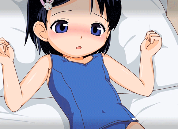 GIFアニメでつるつるロリマンコをクンニ！舌でペロペロすると反応の可愛いロリクンニ二次エロGIFアニメ-12
