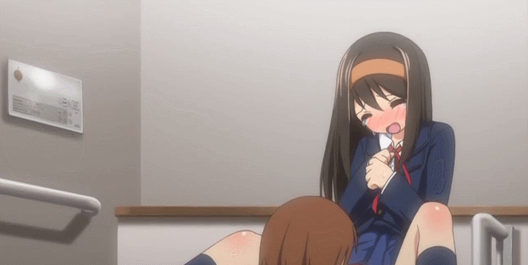 GIFアニメでつるつるロリマンコをクンニ！舌でペロペロすると反応の可愛いロリクンニ二次エロGIFアニメ-36