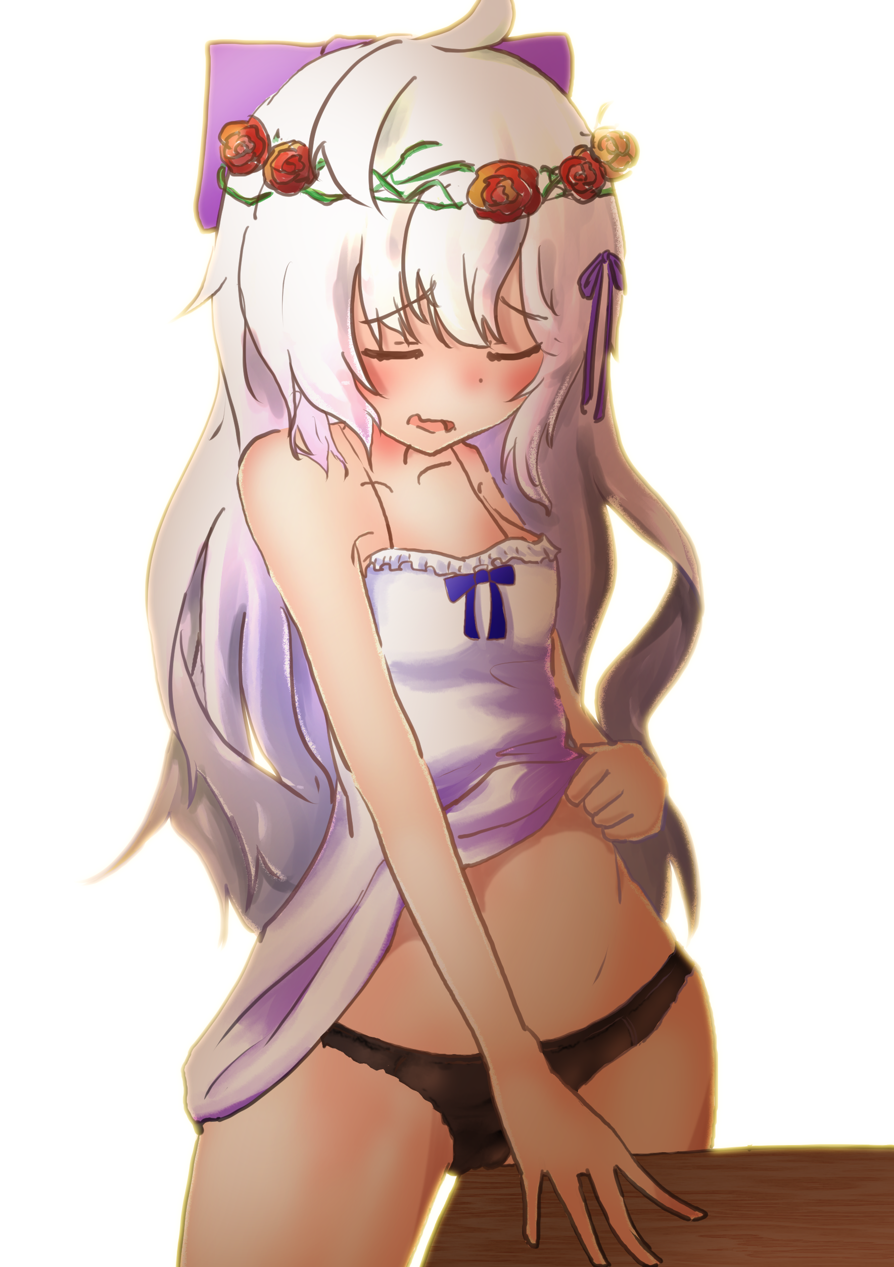 二次思春期ロリ少女の我慢できなかった角オナニー姿をこっそり眺めたくなる角オナロリ二次エロ画像-52