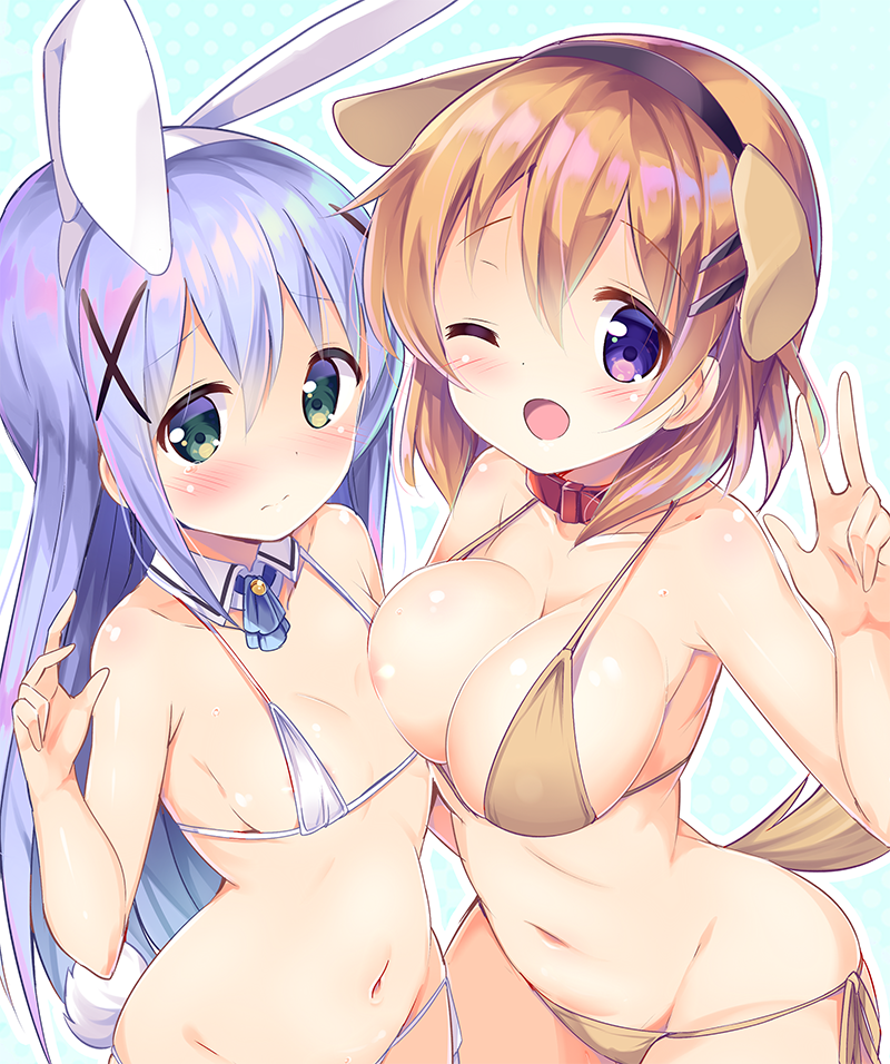 女の子同士でちっぱいとおっぱい、ロリ貧乳と巨乳の向かいパイ合わせしてる二次エロ画像-13