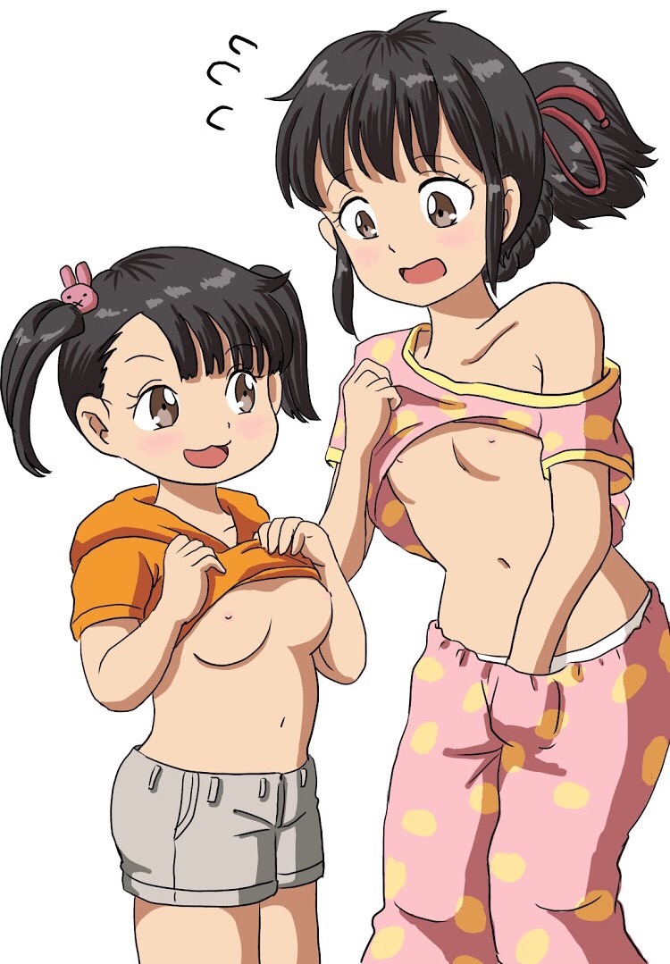 二次ロリ少女が上着、シャツをまくり上げてちっぱいを見せてくるロリちっぱいたくし上げ二次エロ画像-14