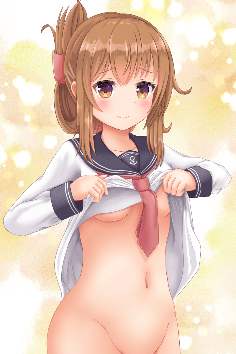 二次ロリ少女が上着やブラをたくし上げてかわいいちっぱいを見せてくれる二次エロ画像-49