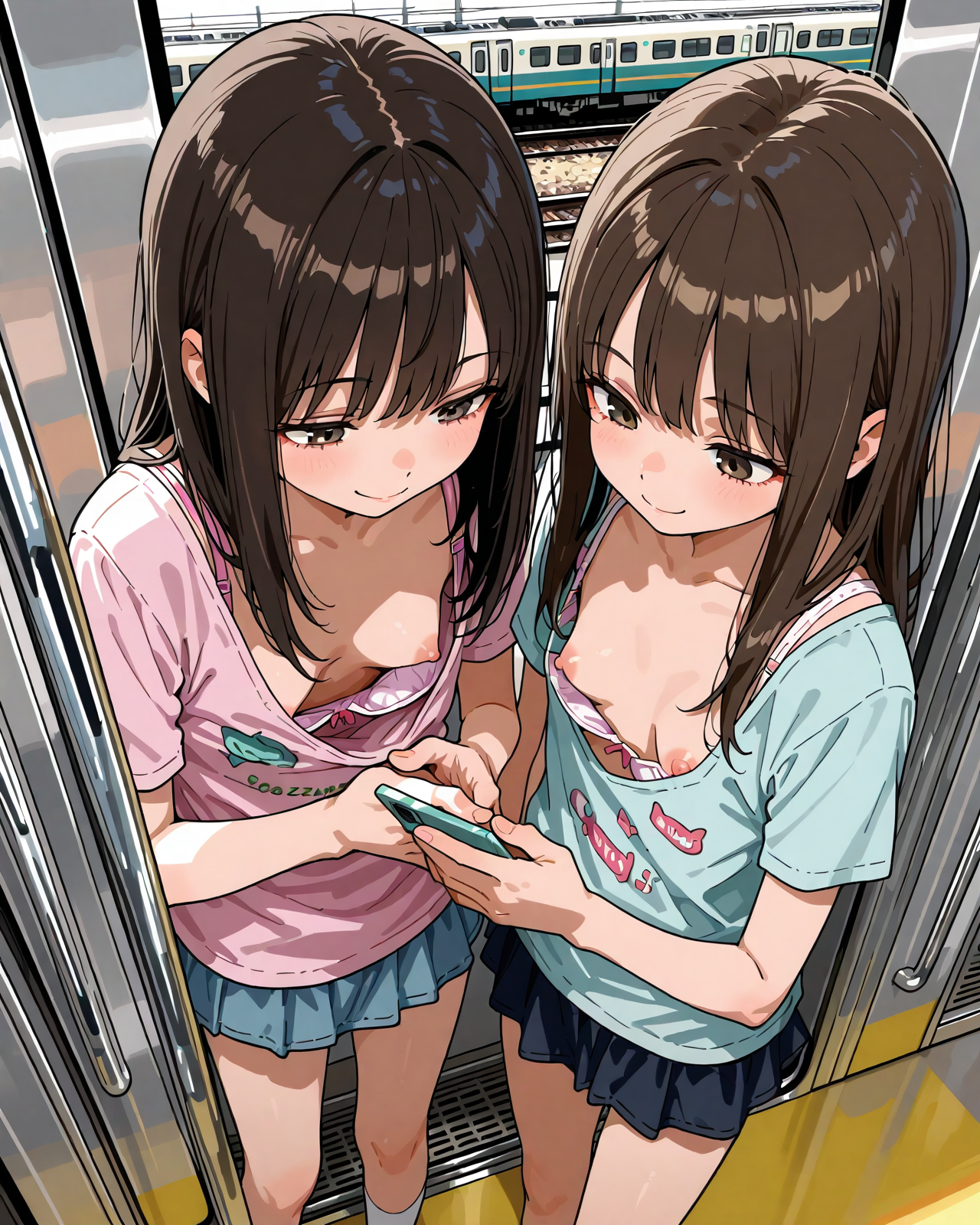 二次ロリ少女が暖かくなってきたので薄着でちくチラしちゃってる二次エロ画像-1