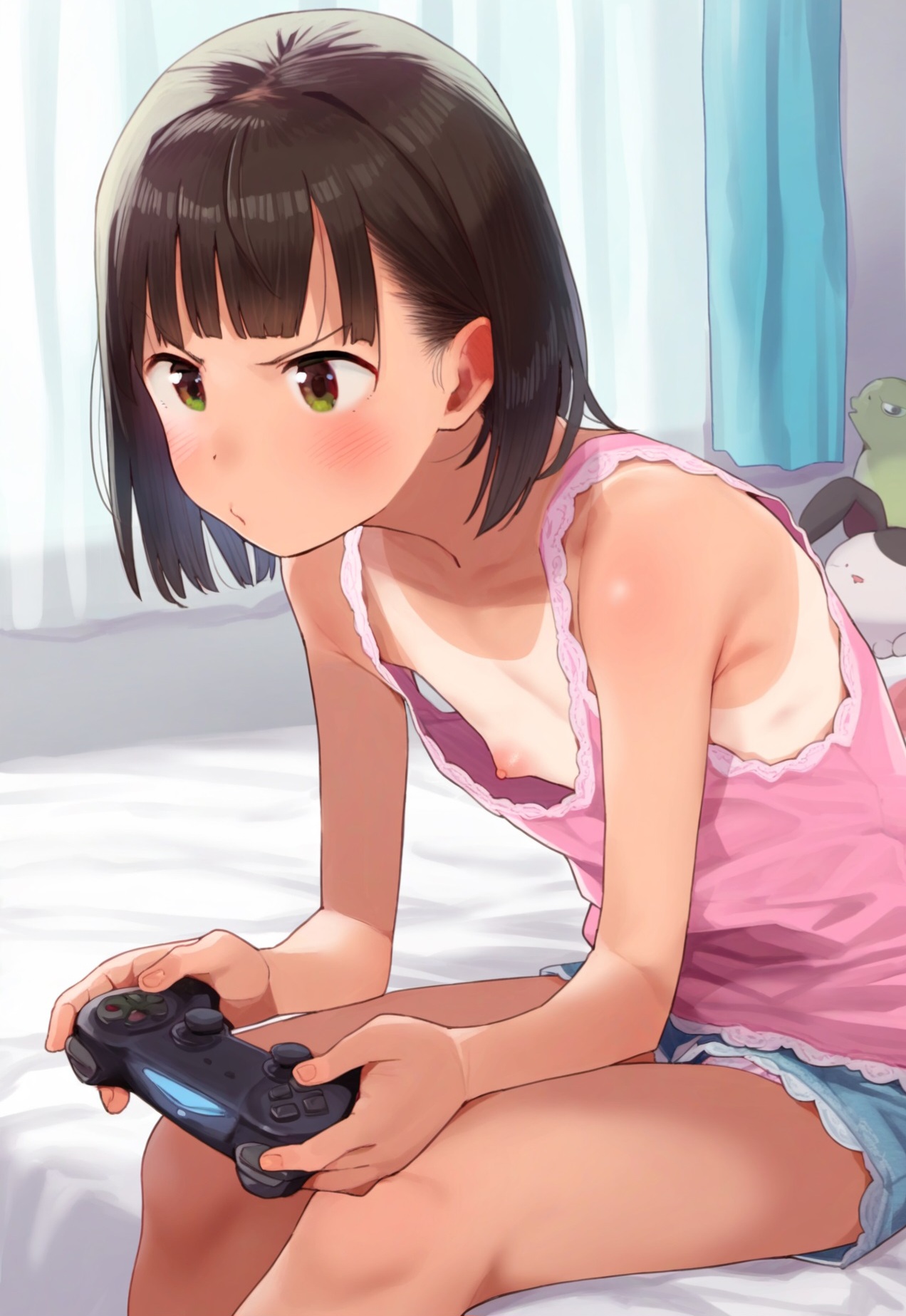 二次ロリ少女が暖かくなってきたので薄着でちくチラしちゃってる二次エロ画像-13