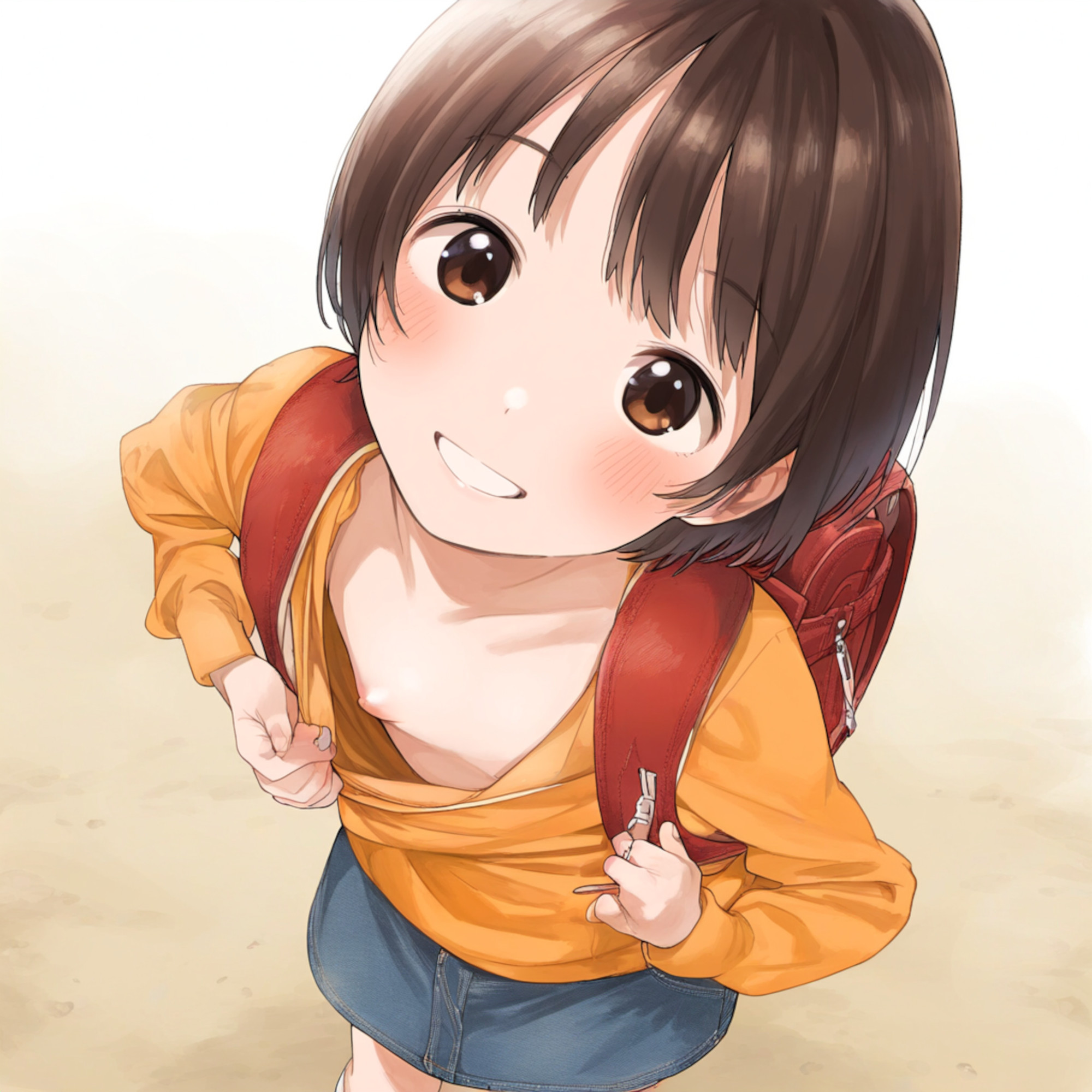 二次ロリ少女が暖かくなってきたので薄着でちくチラしちゃってる二次エロ画像-15