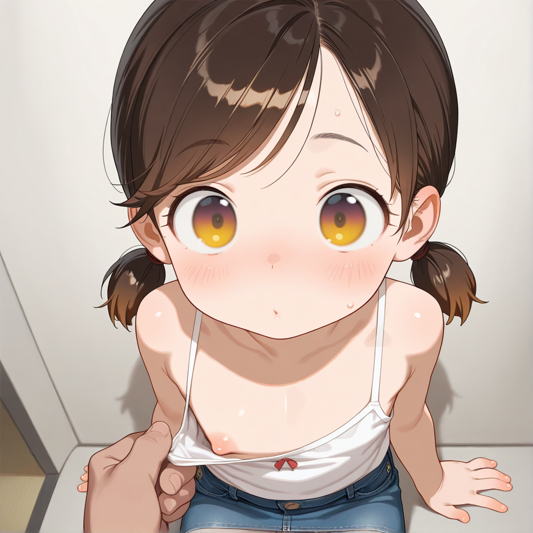 二次ロリ少女が暖かくなってきたので薄着でちくチラしちゃってる二次エロ画像-21