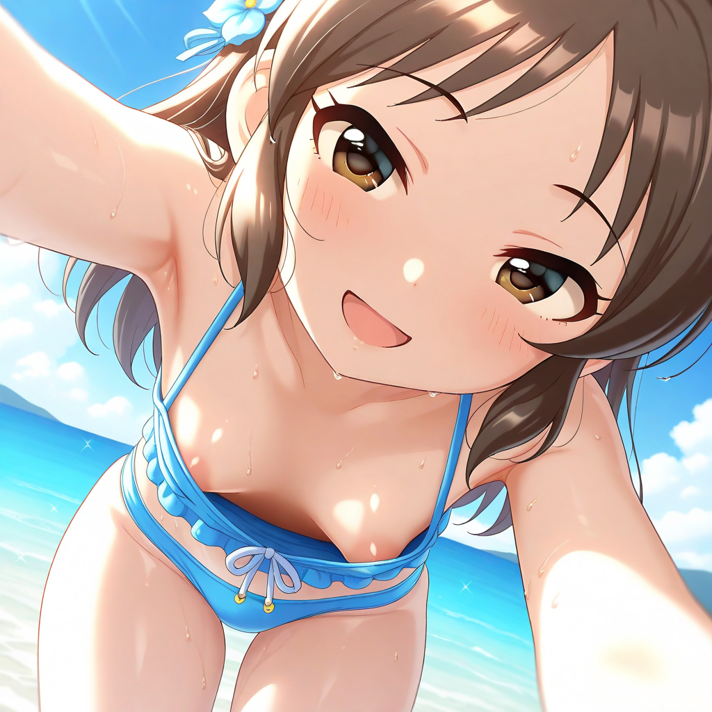 二次ロリ少女が暖かくなってきたので薄着でちくチラしちゃってる二次エロ画像-25