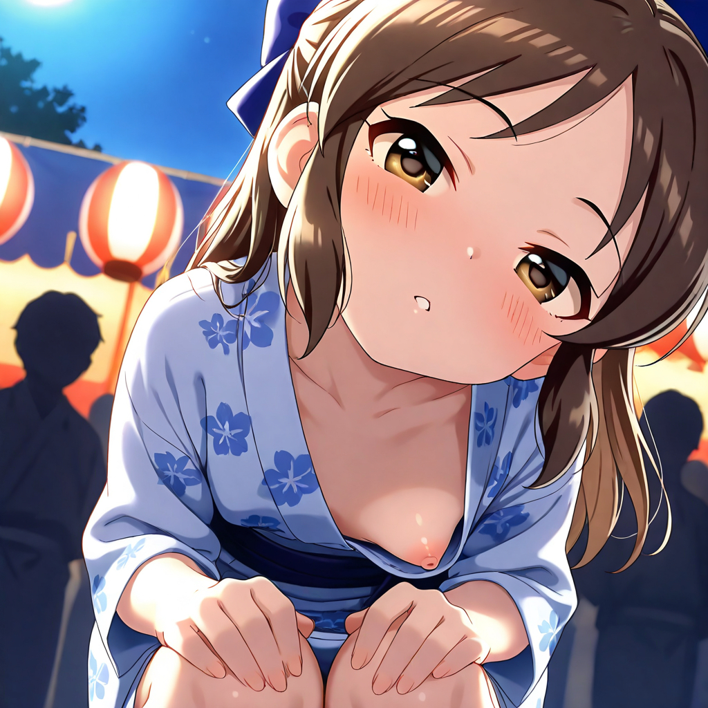 二次ロリ少女が暖かくなってきたので薄着でちくチラしちゃってる二次エロ画像-27