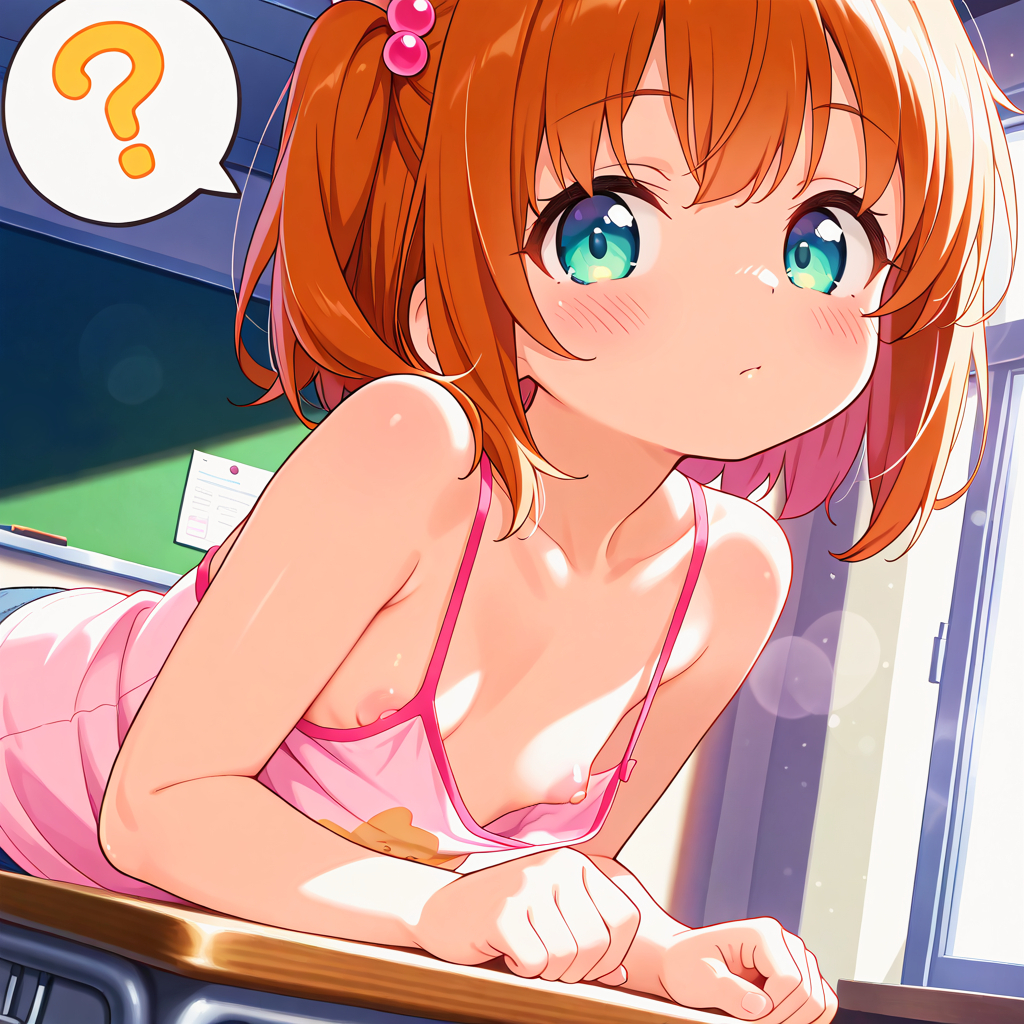 二次ロリ少女が暖かくなってきたので薄着でちくチラしちゃってる二次エロ画像-30