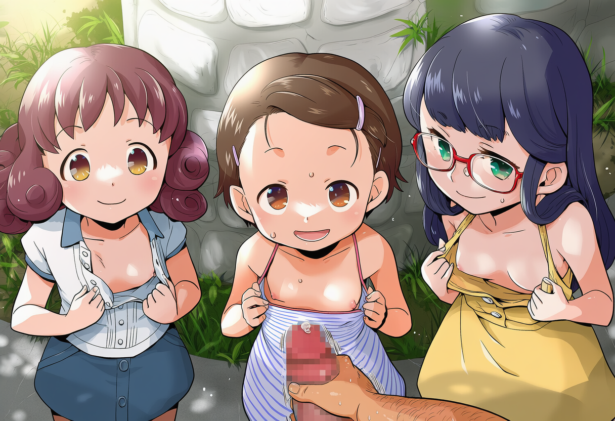二次ロリ少女が暖かくなってきたので薄着でちくチラしちゃってる二次エロ画像-35