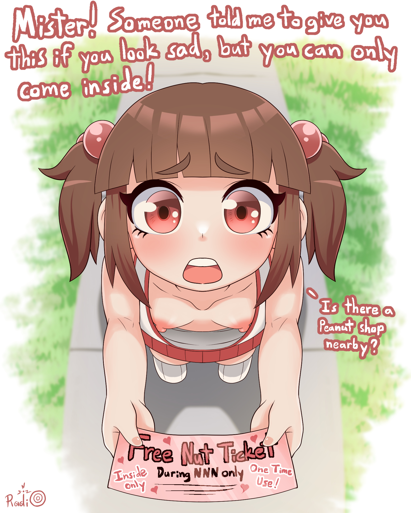 二次ロリ少女が暖かくなってきたので薄着でちくチラしちゃってる二次エロ画像-37
