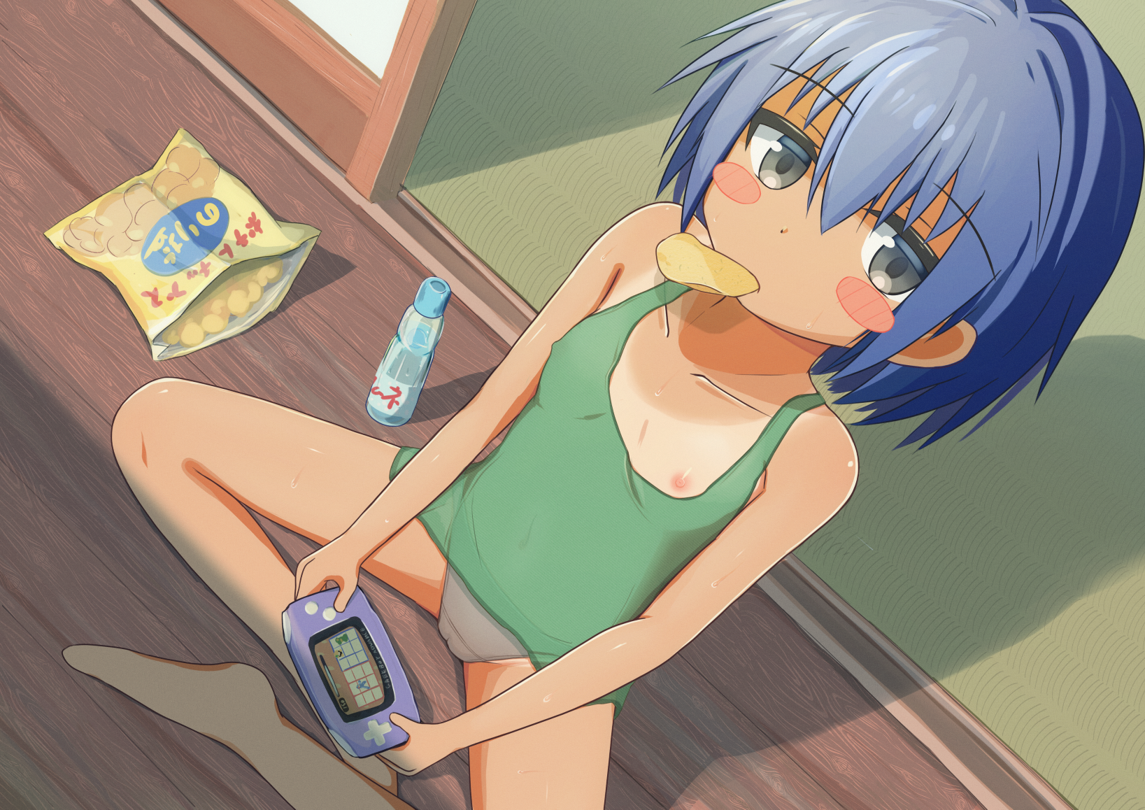 二次ロリ少女が暖かくなってきたので薄着でちくチラしちゃってる二次エロ画像-40