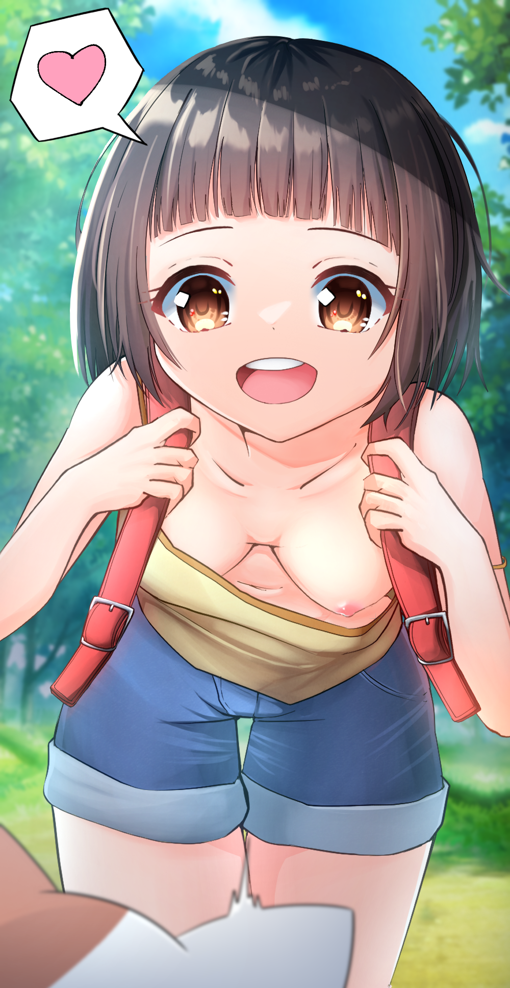二次ロリ少女が暖かくなってきたので薄着でちくチラしちゃってる二次エロ画像-41
