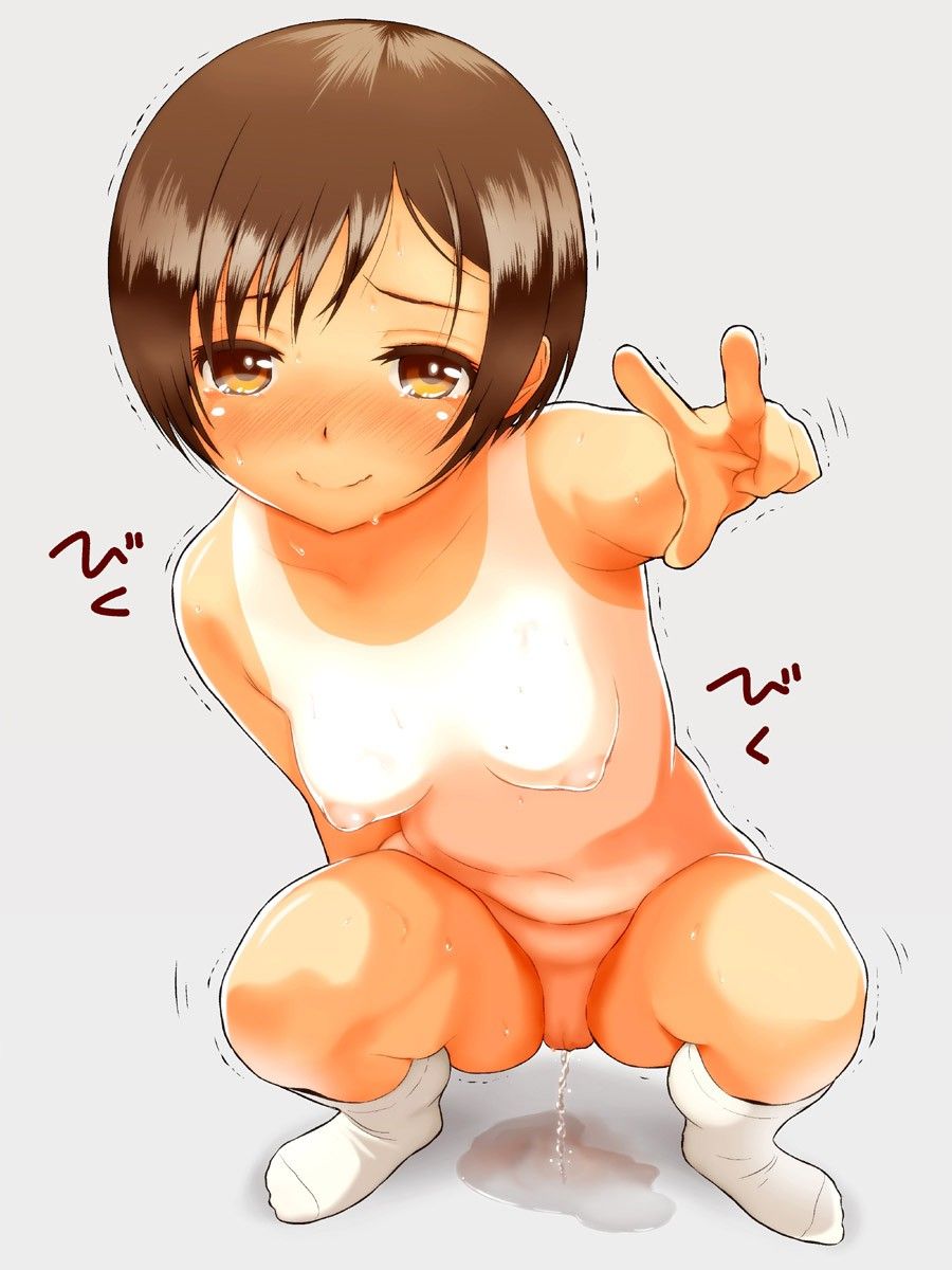 二次ロリ少女がお外でうんこ座りで露出しゃがみおしっこしてる二次エロ画像-11