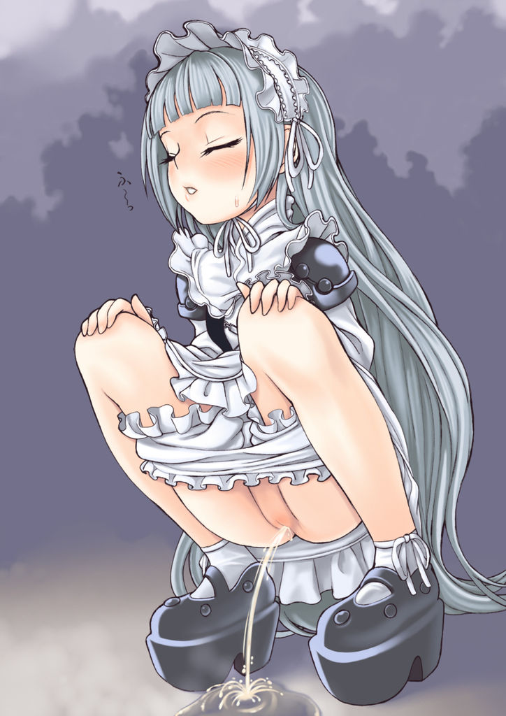 二次ロリ少女がお外でうんこ座りで露出しゃがみおしっこしてる二次エロ画像-18