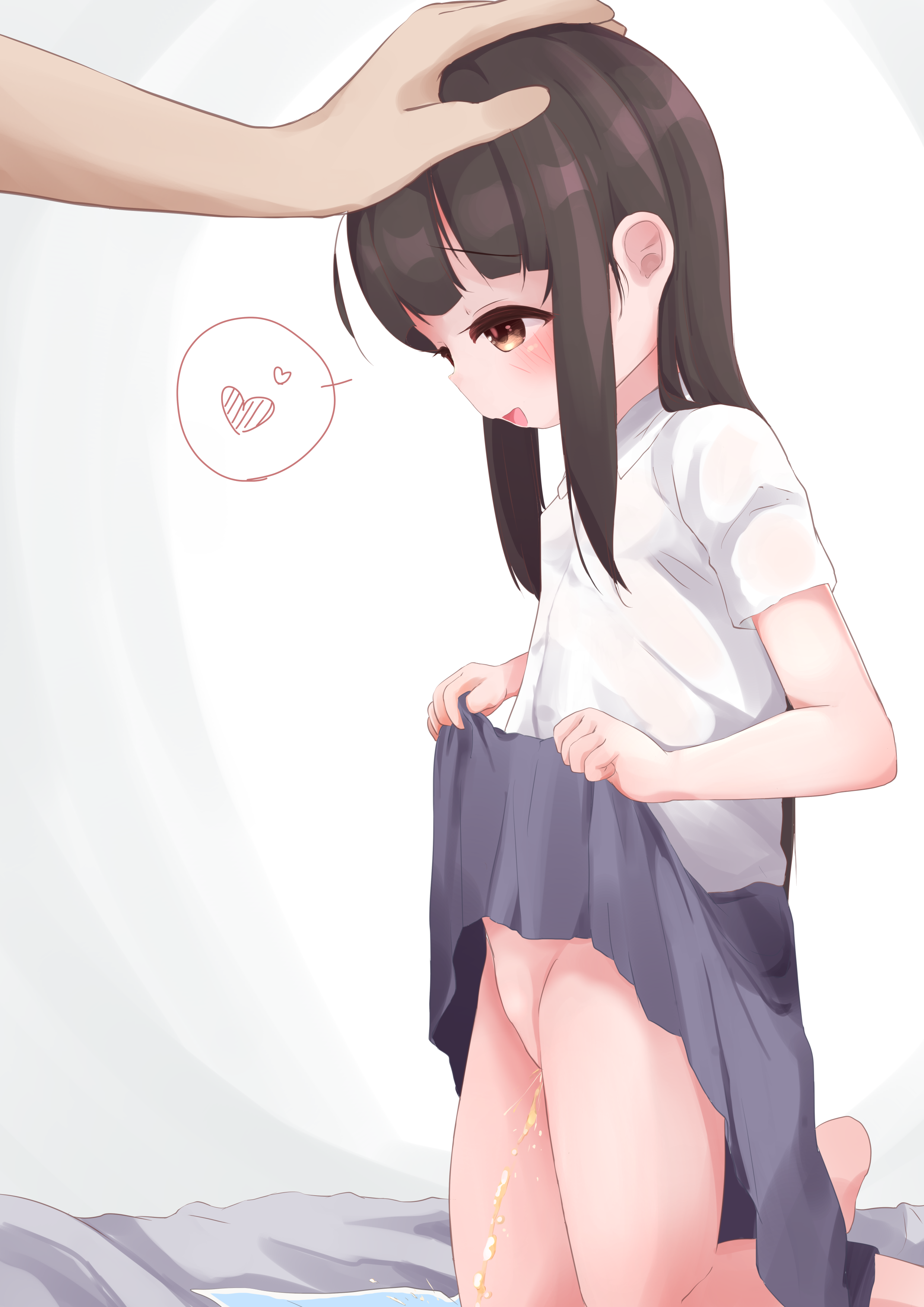 二次ロリ少女がスカートが汚れないようたくし上げておしっこやおもらししてる二次エロ画像-35