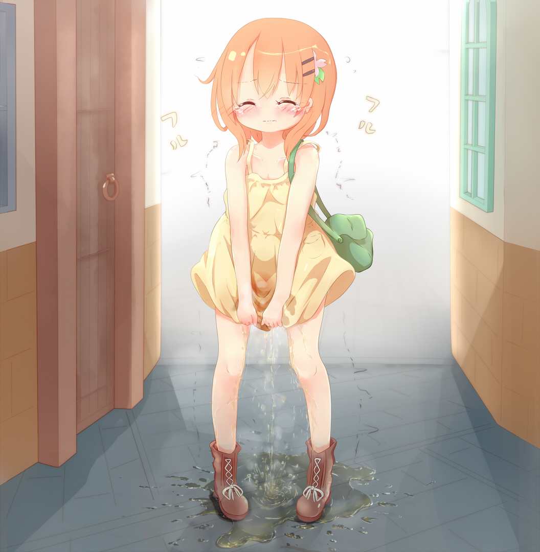 二次ロリ少女がおしがま失敗して股間を手で押さえてもおしっこ溢れるのが止まらないおもらし二次エロ画像-28