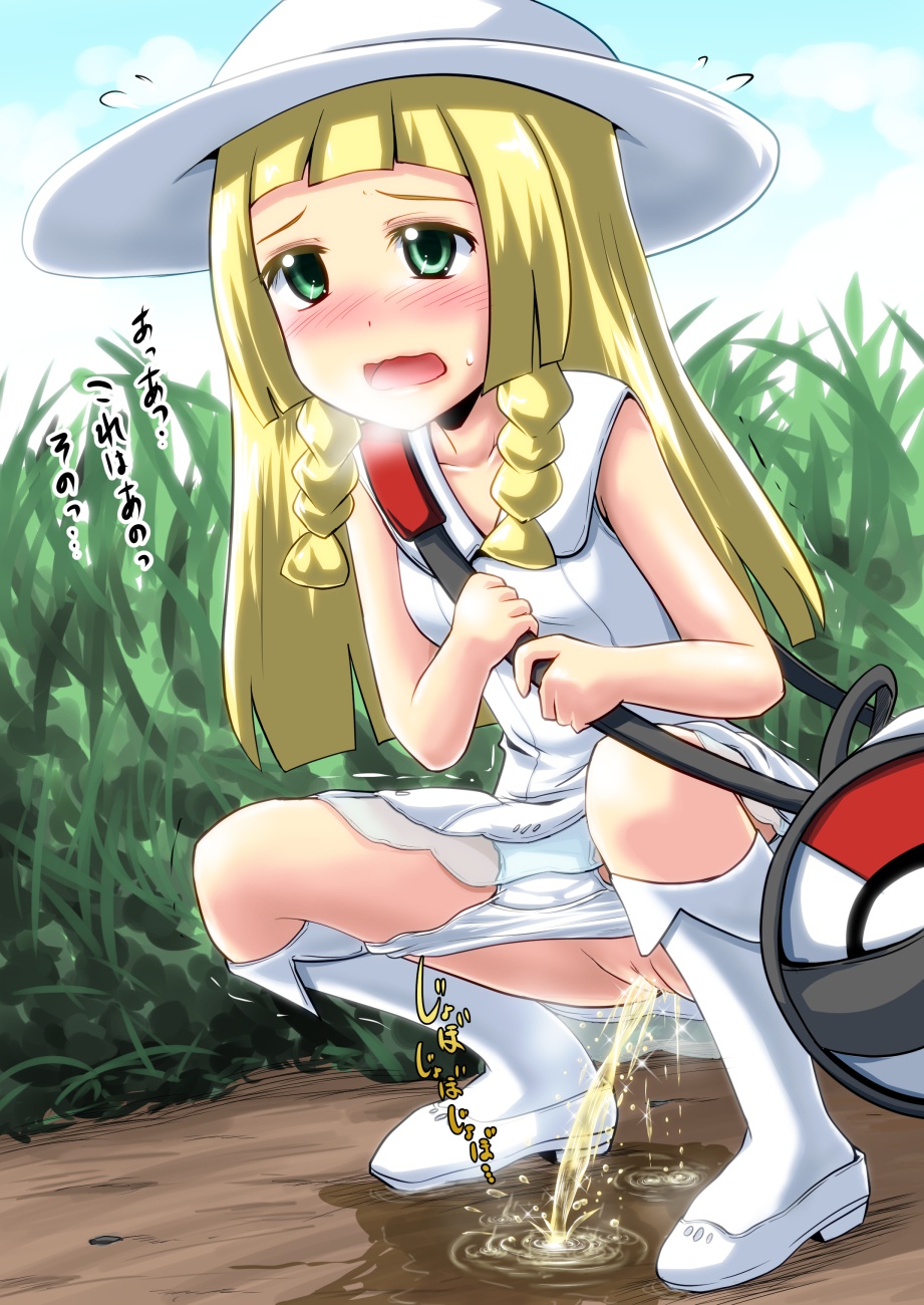 二次ロリ少女のしゃがみ野ション、お外でロリ少女が露出放尿しちゃってる二次エロ画像-36