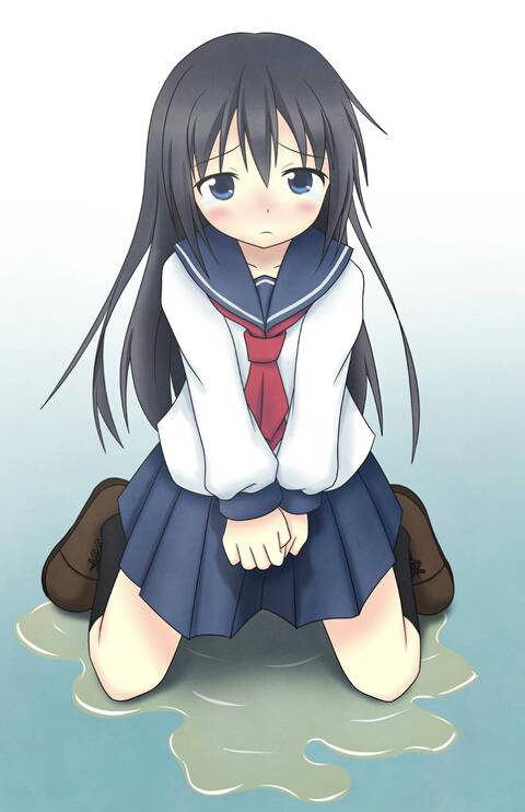 二次ロリ少女が女の子座りでお漏らしを止められず水たまり作るぺたん座り着衣ロリおもらし二次エロ画像-5