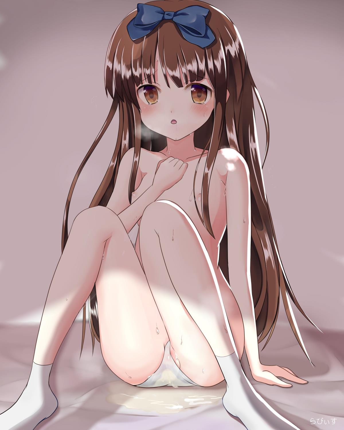 二次ロリ少女がシンプルおパンツに染み作っちゃう穿いたままおしっこお漏らしロリ二次ロリ画像-19