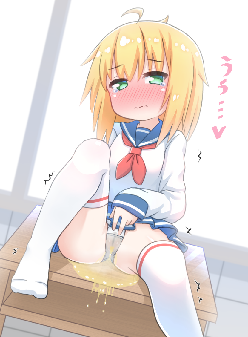 二次ロリ少女がシンプルおパンツに染み作っちゃう穿いたままおしっこお漏らしロリ二次ロリ画像-32