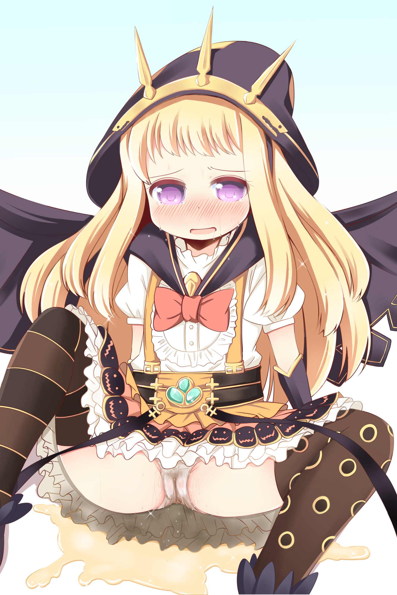 二次ロリ少女がシンプルおパンツに染み作っちゃう穿いたままおしっこお漏らしロリ二次ロリ画像-39