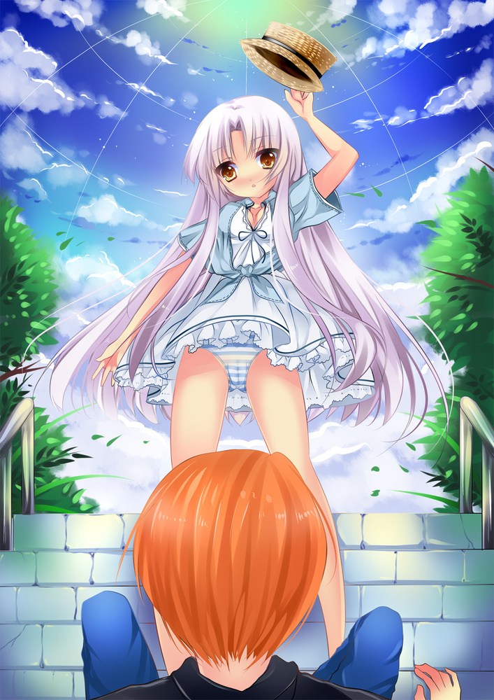 二次ロリ少女の縞々パンツ、縞パンを穿いている視線が釘付けになるのロリしまパンチラ二次エロ画像-24
