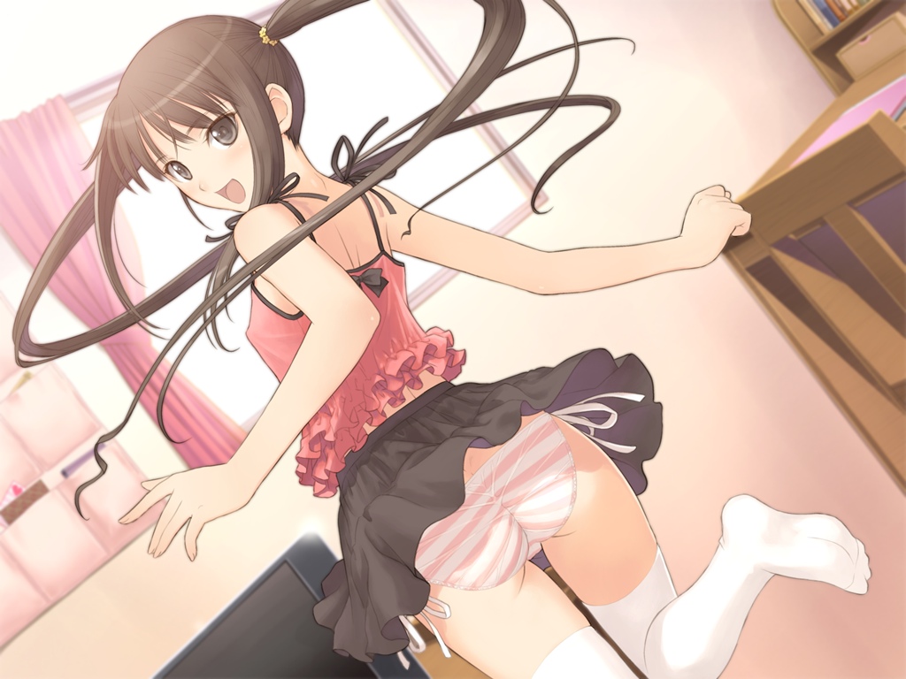 二次ロリ少女の縞々パンツ、縞パンを穿いている視線が釘付けになるのロリしまパンチラ二次エロ画像-29