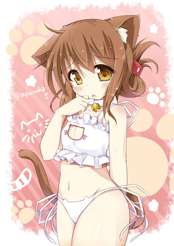 二次ロリ少女のセクシーな気がするねこランジェリーが可愛い体形は関係ない事がわかる二次エロ画像-1