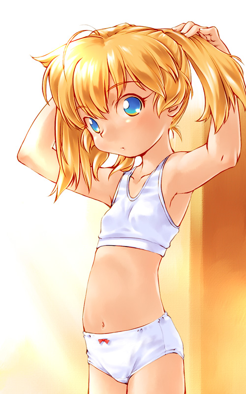 二次ロリ少女の中学年ぐらいまで穿きそうな布地の多い女児ショーツのおパンツ姿二次エロ画像-13