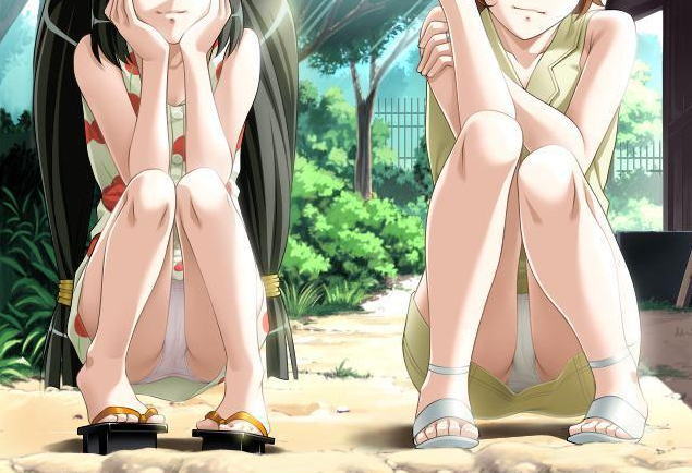 二次美少女のしゃがみパンチラ、嬉しいラッキースケベで心が浄化されるしゃがみパンチラ二次エロ画像-7