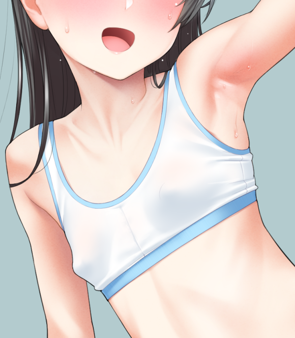 二次ロリ少女のスポーツブラ、可愛さ最低限で機能性重視のスポブラロリ少女の二次エロ画像-28