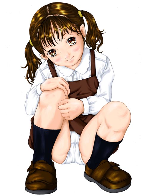 二次ロリ少女のしゃがみパンチラ、座りパンチラの無防備でかわいい姿で元気をもらうロリパンチラ二次エロ画像-3